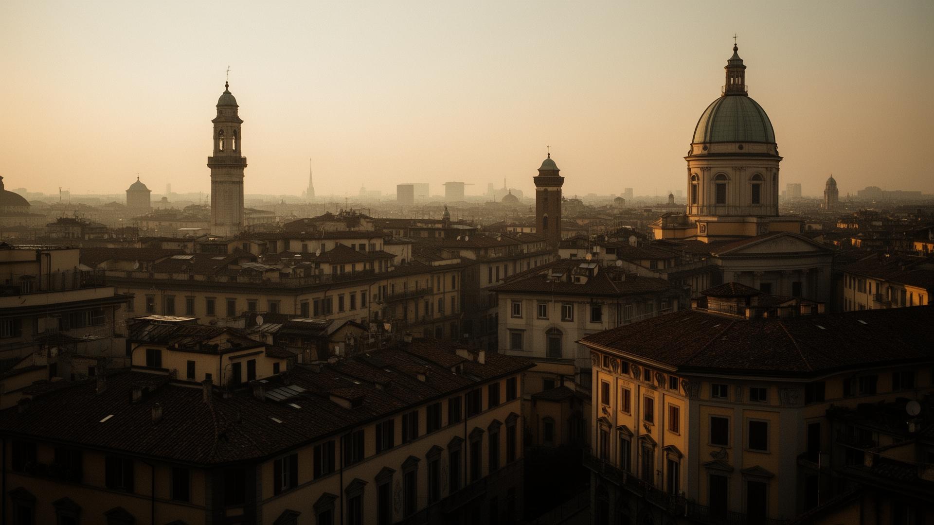 Milan skyline at golden hour
